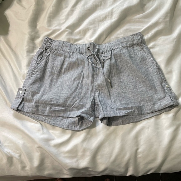 Joie Pants - Joie NWOT Navy & White Stripped Linen & Cotton Shorts Drawstring Waistband Sz XS